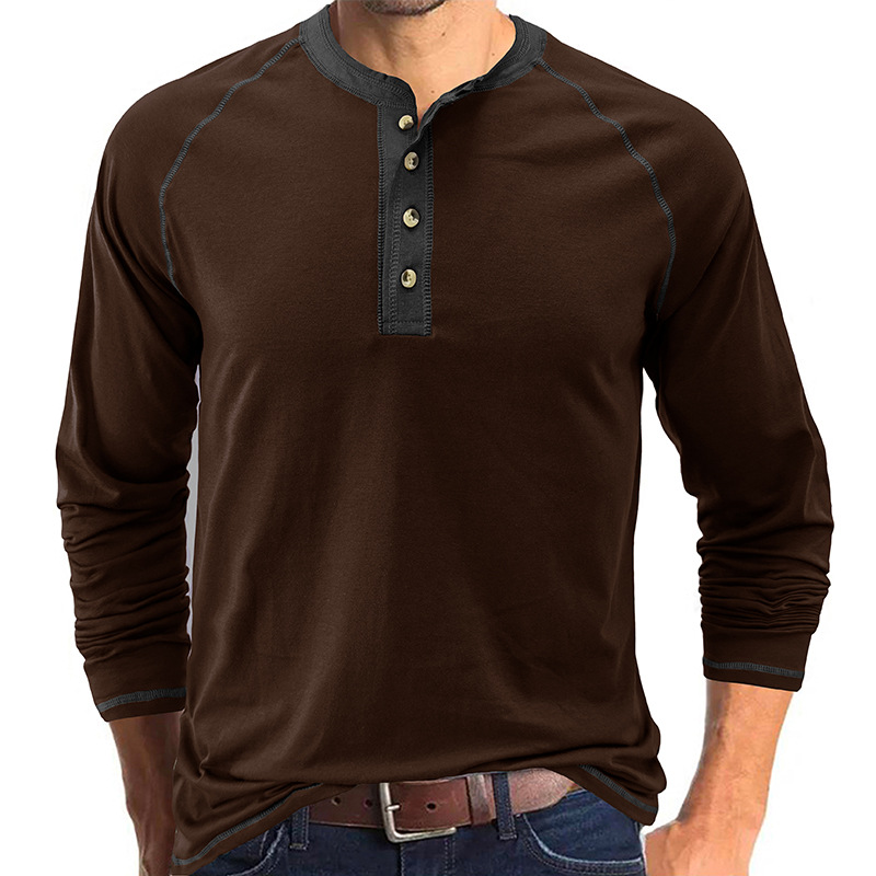 T-Shirt aus weichem Baumwollstoff mit Henley-Kragen