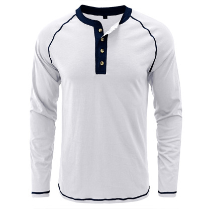 T-Shirt aus weichem Baumwollstoff mit Henley-Kragen