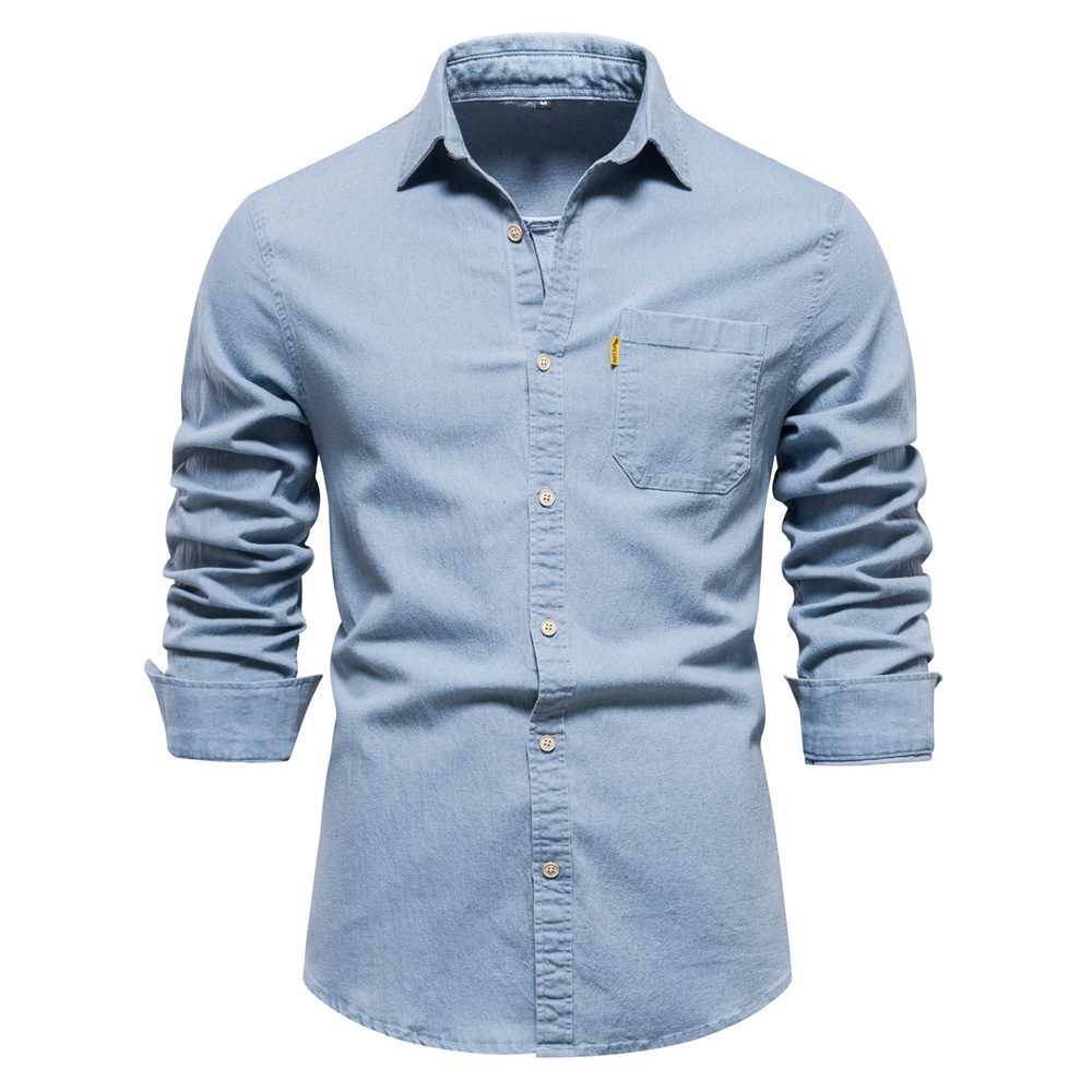 Klassisches, lässiges Jeanshemd für Herren mit langen Ärmeln