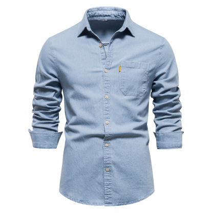 Klassisches, lässiges Jeanshemd für Herren mit langen Ärmeln