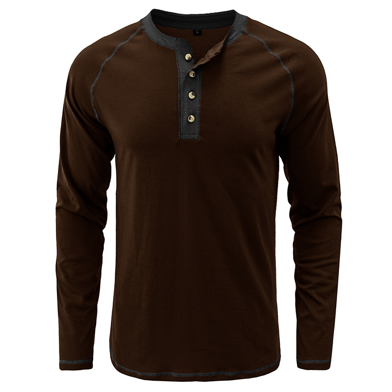 T-Shirt aus weichem Baumwollstoff mit Henley-Kragen