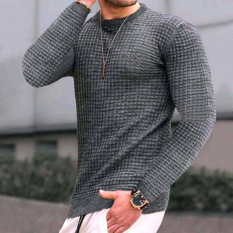 Lässiger Strickpullover für Herren mit Rundhalsausschnitt und langen Ärmeln