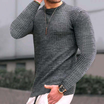 Lässiger Strickpullover für Herren mit Rundhalsausschnitt und langen Ärmeln