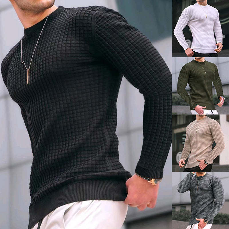 Lässiger Strickpullover für Herren mit Rundhalsausschnitt und langen Ärmeln