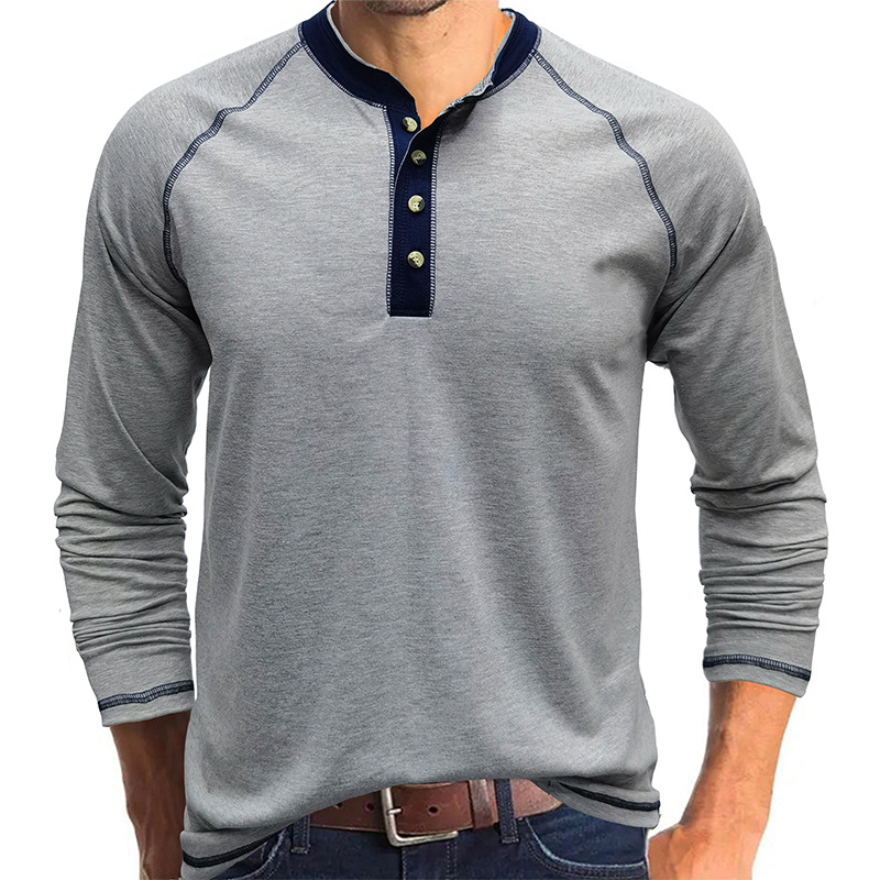 T-Shirt aus weichem Baumwollstoff mit Henley-Kragen