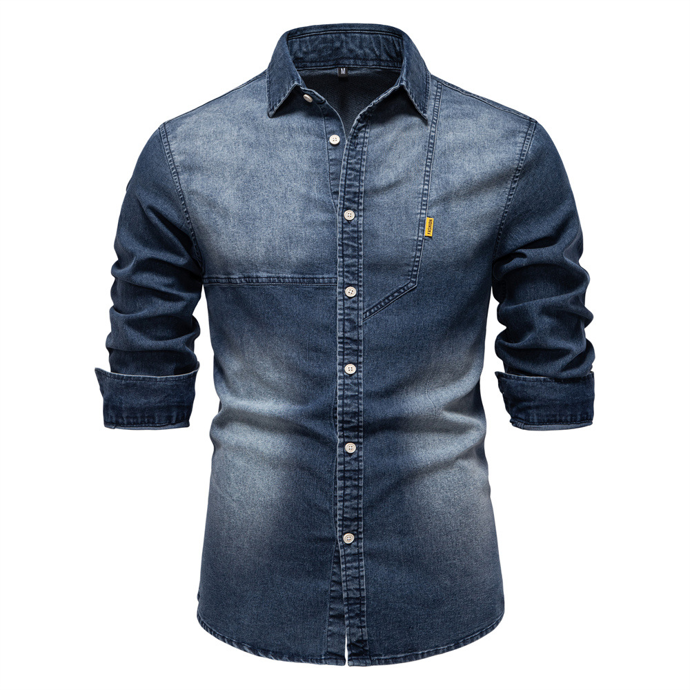 Klassisches, lässiges Jeanshemd für Herren mit langen Ärmeln