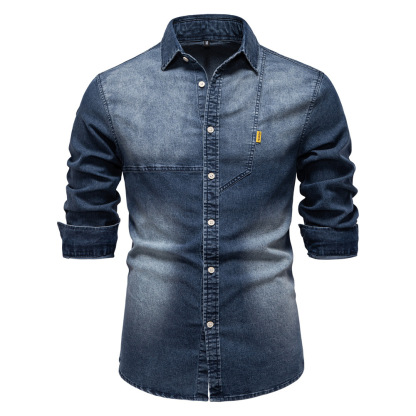 Klassisches, lässiges Jeanshemd für Herren mit langen Ärmeln