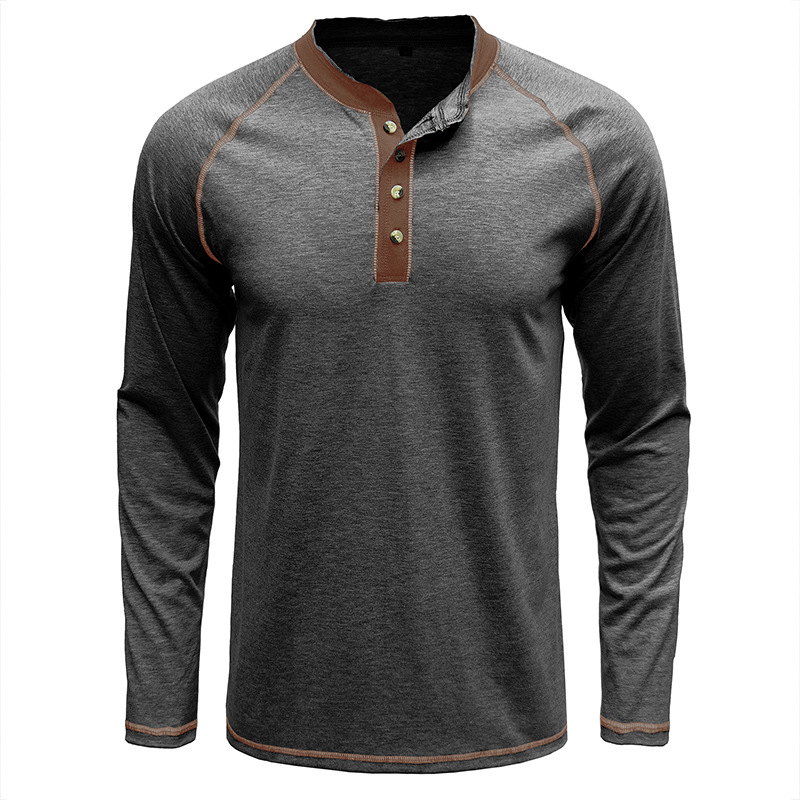 T-Shirt aus weichem Baumwollstoff mit Henley-Kragen
