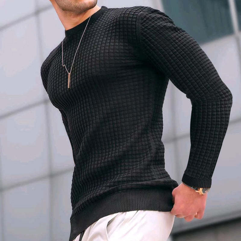 Lässiger Strickpullover für Herren mit Rundhalsausschnitt und langen Ä