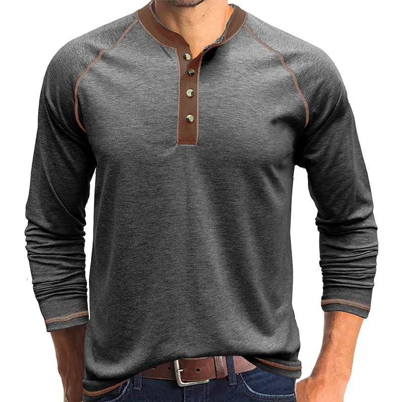 T-Shirt aus weichem Baumwollstoff mit Henley-Kragen