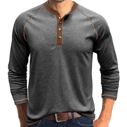 T-Shirt aus weichem Baumwollstoff mit Henley-Kragen