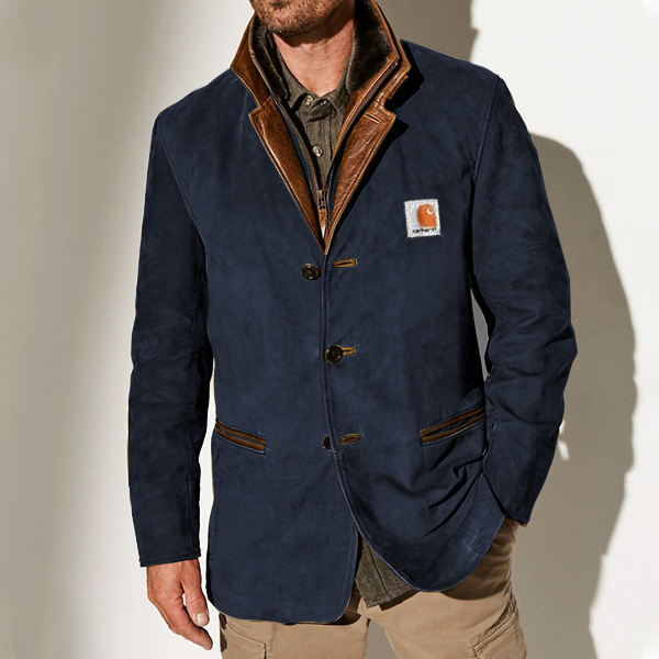 ⭐Frohes Neues Jahr 2024-Herrenjacke Lederkragen, mittellange Jacken T01