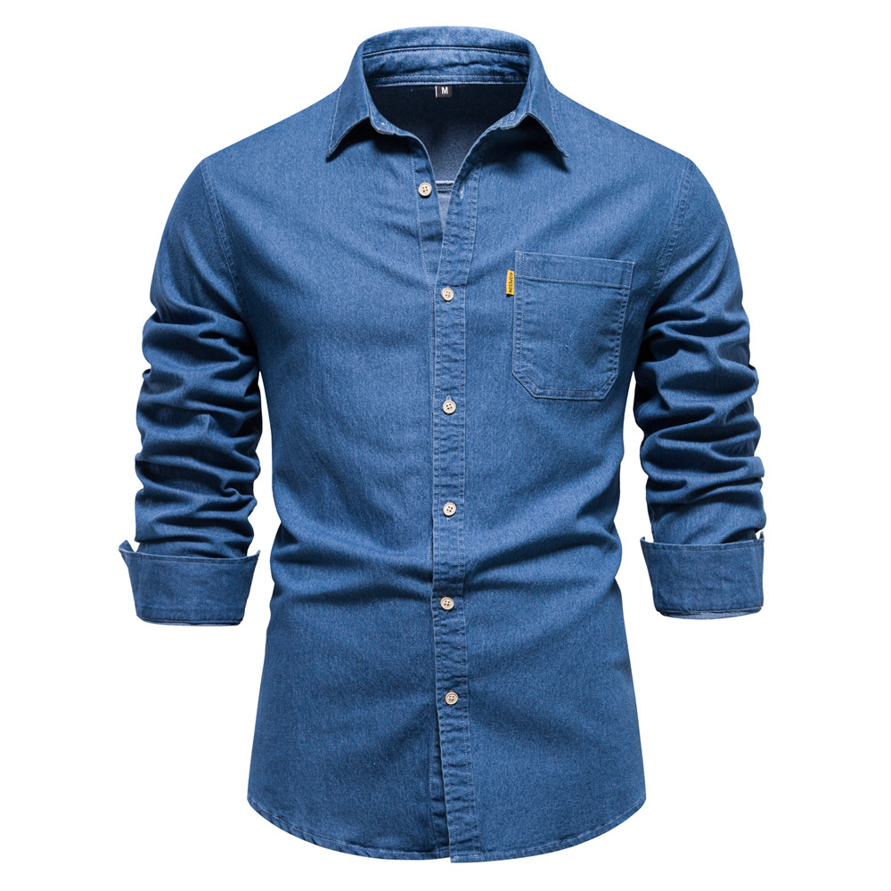 Klassisches, lässiges Jeanshemd für Herren mit langen Ärmeln