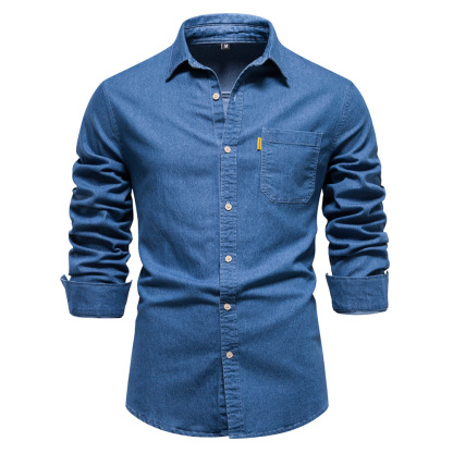 Klassisches, lässiges Jeanshemd für Herren mit langen Ärmeln
