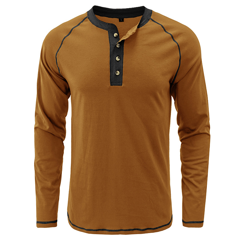 T-Shirt aus weichem Baumwollstoff mit Henley-Kragen