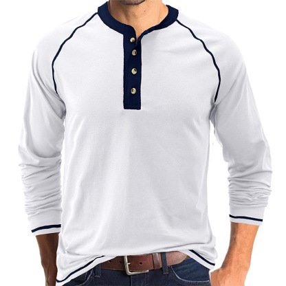 T-Shirt aus weichem Baumwollstoff mit Henley-Kragen