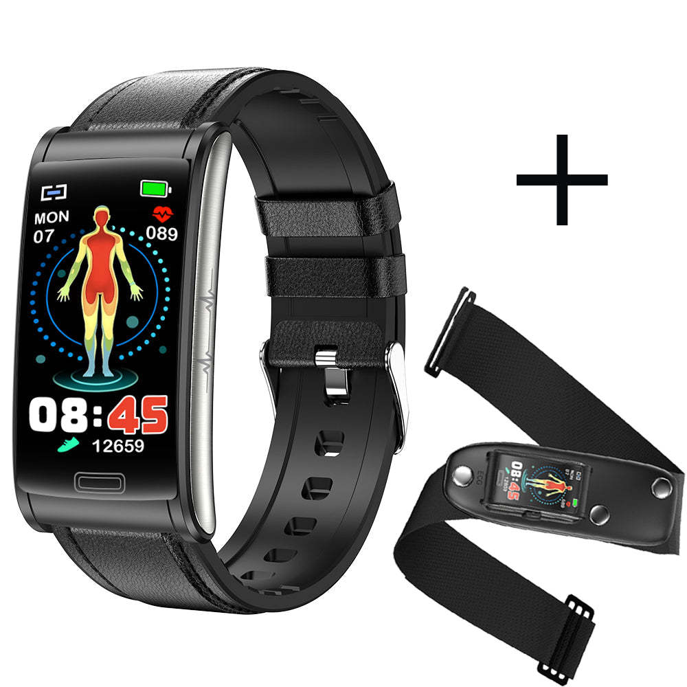 BCBEARSCOME BCE600 3-Kanal-EKG HRV Blutzucker Blutdruck Blutsauerstoff Schlaferkennung HD Bluetooth Smart Armband