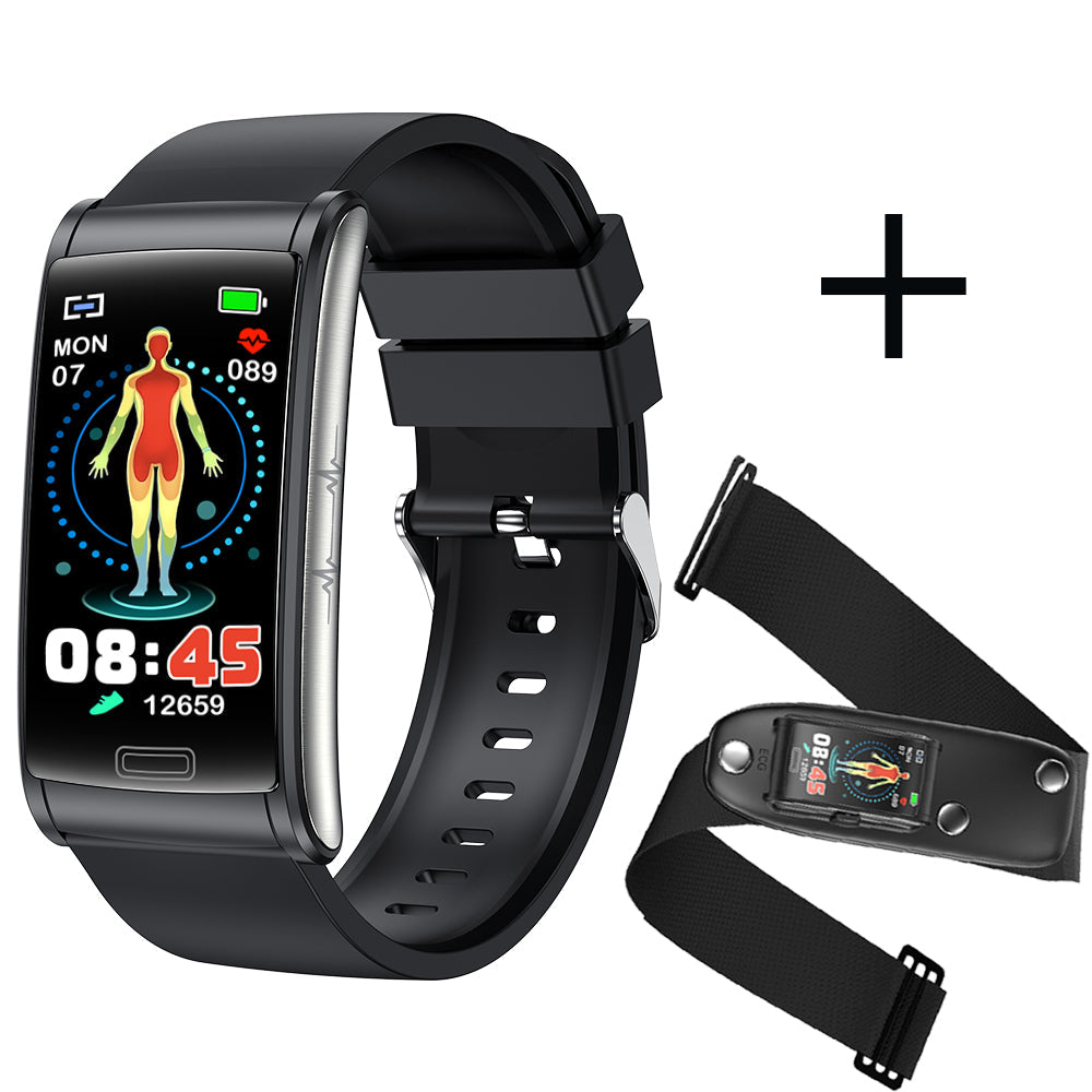 BCBEARSCOME BCE600 3-Kanal-EKG HRV Blutzucker Blutdruck Blutsauerstoff Schlaferkennung HD Bluetooth Smart Armband