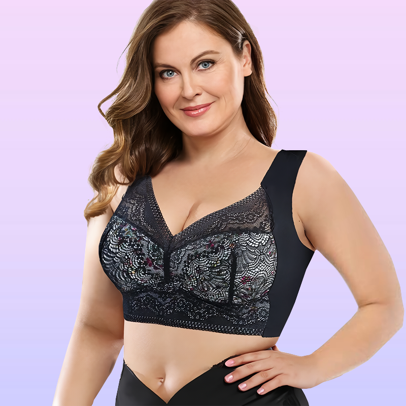 Ultimate Extra Lift-Up nahtloser Stretch-BH mit Cut-Out und Blumenspitze für große Figur