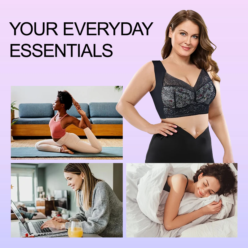 Ultimate Extra Lift-Up nahtloser Stretch-BH mit Cut-Out und Blumenspitze für große Figur