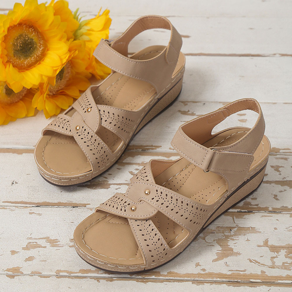 Sommer neue Damen-Römersandalen mit Keilabsatz und Klettverschluss