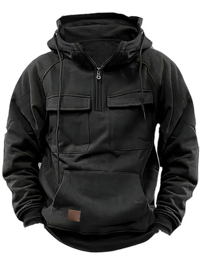 Lässiges Herren-Sweatshirt mit Kapuze und Reißverschluss und doppelter