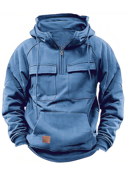 Lässiges Herren-Sweatshirt mit Kapuze und Reißverschluss und doppelter Tasche