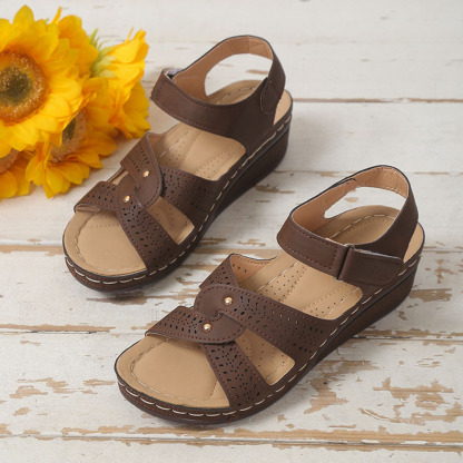 Sommer neue Damen-Römersandalen mit Keilabsatz und Klettverschluss