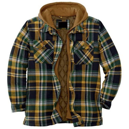  Der neueste karierte Wintermantel für Herrenmode plus Fleece-Baumwollmantel
