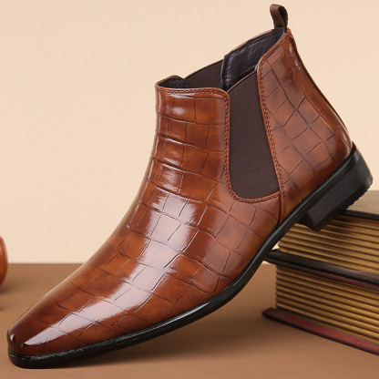 Hochgeschnittene Business-Herrenschuhe aus glänzendem Leder