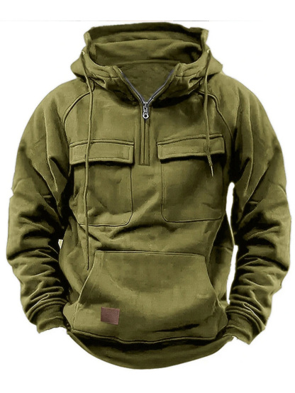 Lässiges Herren-Sweatshirt mit Kapuze und Reißverschluss und doppelter Tasche