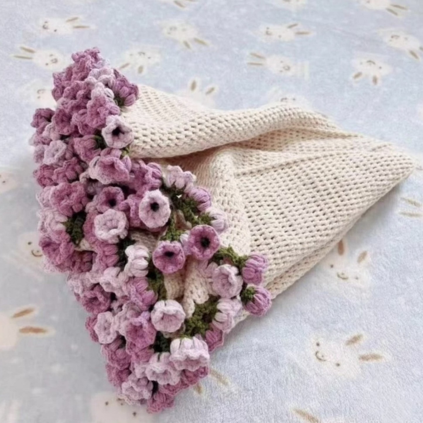Handgestrickte Rosendecke DIY Kit & Fertiggeschenk zum Muttertag Valen