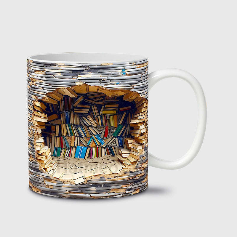 🔥2025 Heißer Verkauf!🔥Therling™ 3D Bücherregal Visueller Effekt Keramik Kaffeetasse