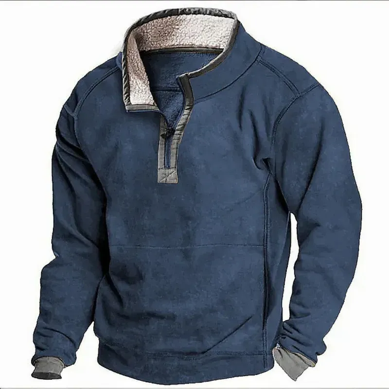 Lässiges Herren-Sweatshirt aus Kaschmir mit Stehkragen und Taschen