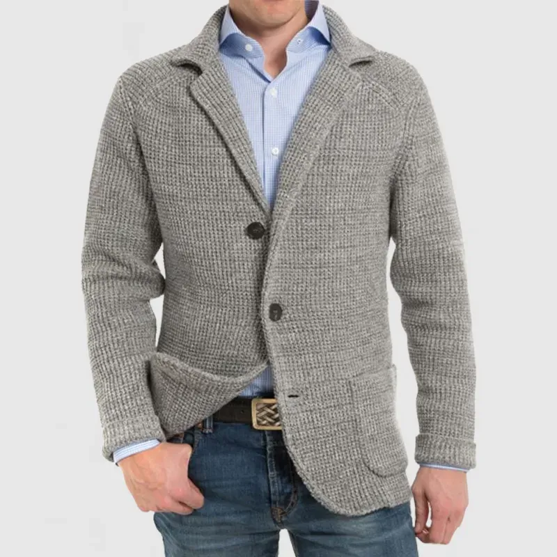 Elegante Herren-Strickjacke mit Reverstasche und langen Ärmeln