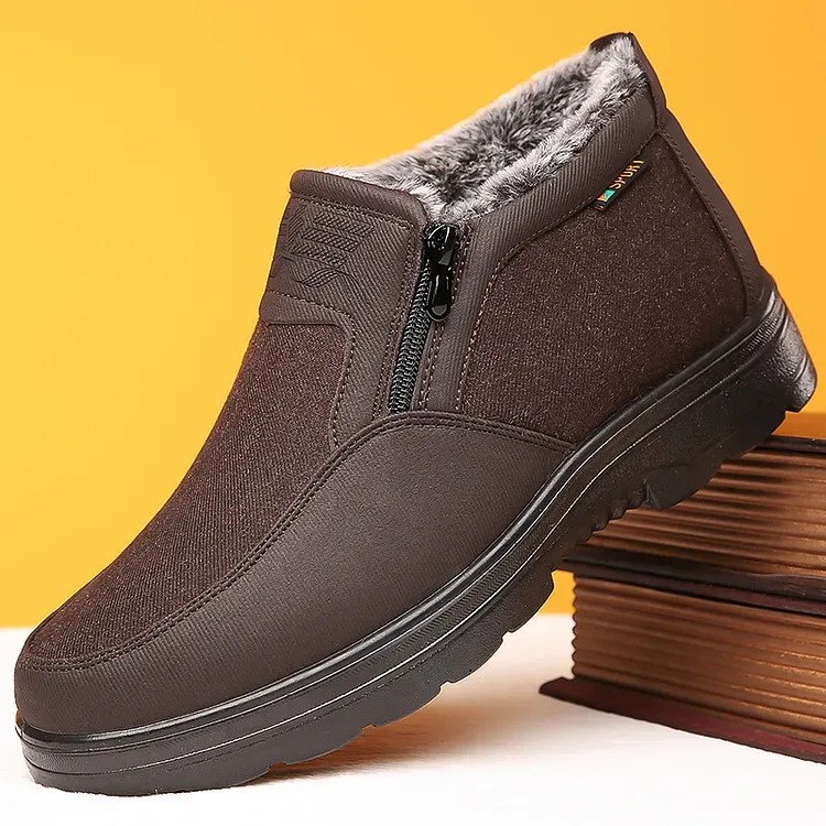 Orthopädische warme Schneestiefel für Herren, wasserdichte, rutschfeste Winter-Fleece-Schuhe