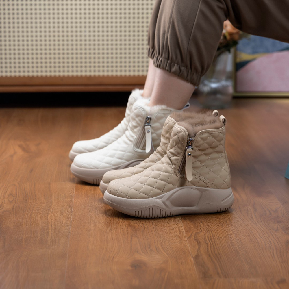 Neue Fleece-Damenstiefel mit dicker Sohle