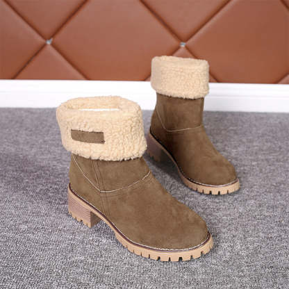 Neue trendige dicke, warme Martin-Stiefel mit runder Zehenpartie