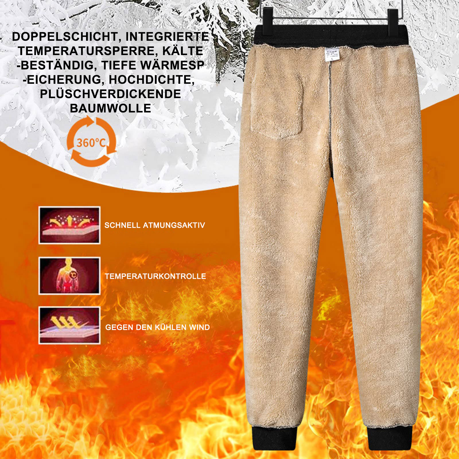  Winter-Freizeitsporthose aus Fleece für Herren in Übergröße