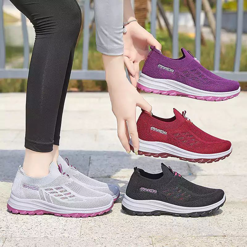  Gestrickte, atmungsaktive Slip-On-Sneaker für Damen
