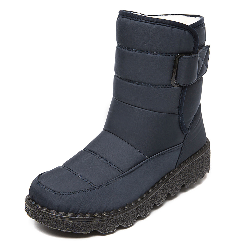 Damen High Top wasserdichte Baumwollschuhe Fleece-Schneestiefel mit Klettverschluss