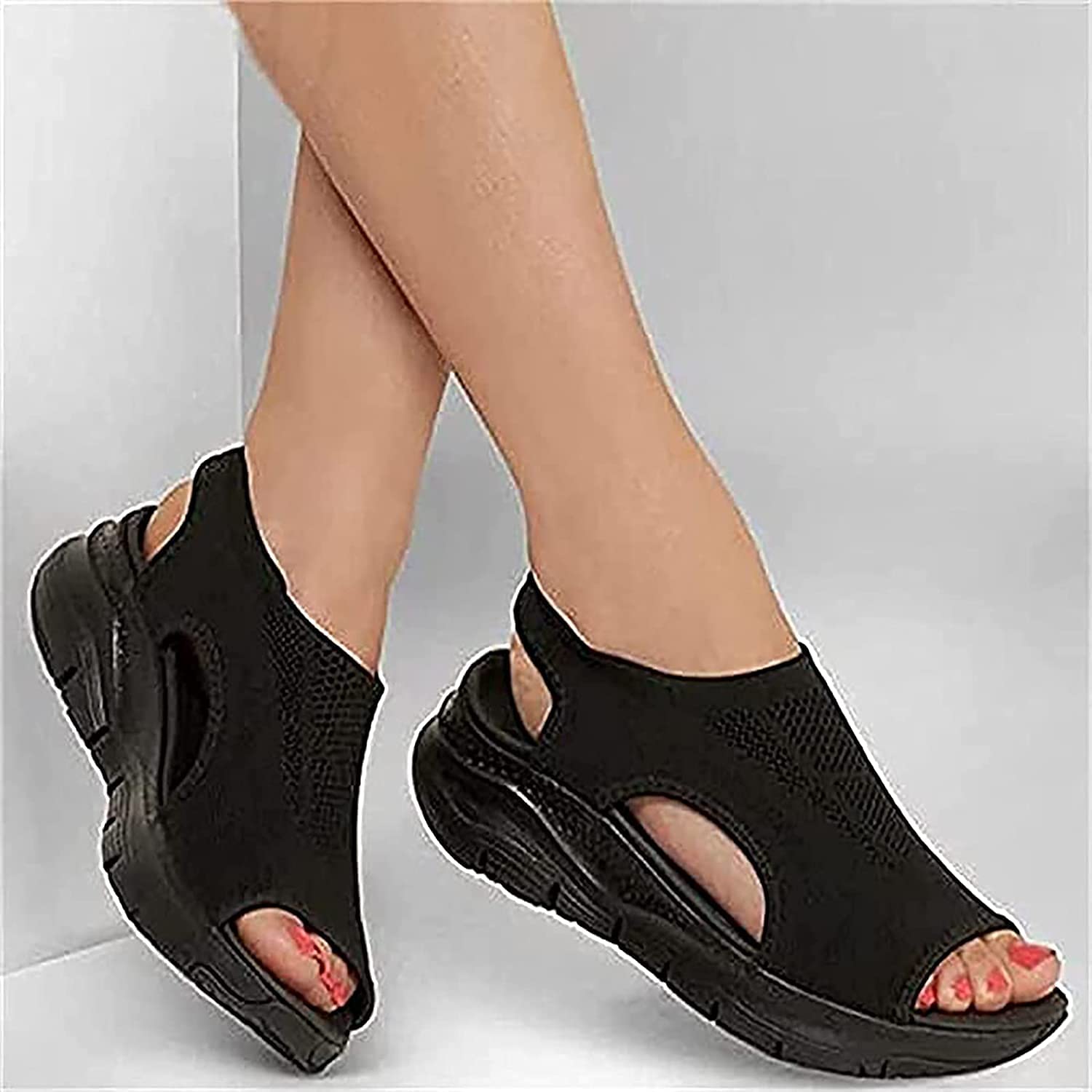  Weiche Fischmaul-Sandalen aus lässigem Sport-Mesh F07