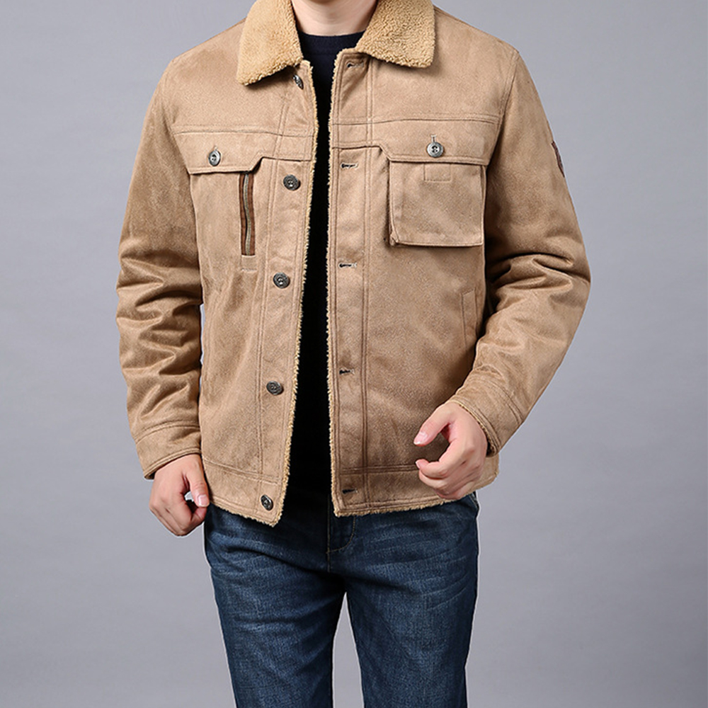  Herren-Winterjacke aus Plüsch-Wildleder