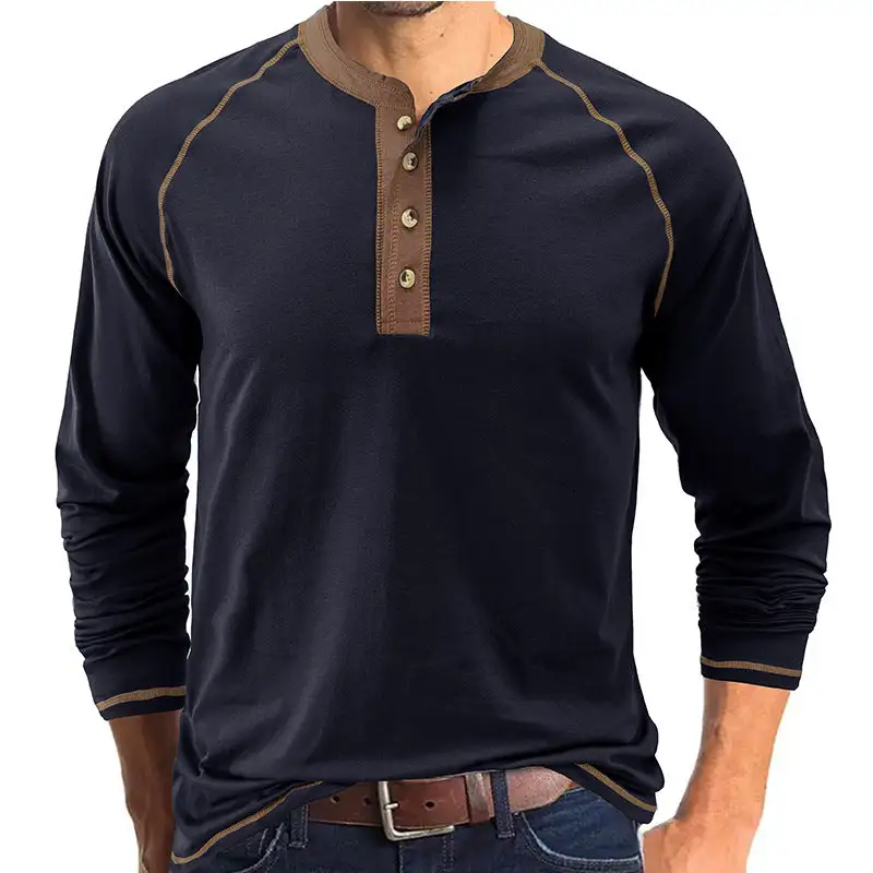 T-Shirt aus weichem Baumwollstoff mit Henley-Kragen