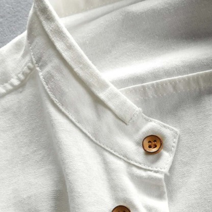 THERLING Herren-Hemd aus Leinen im Vintage-Stil mit Stehkragen