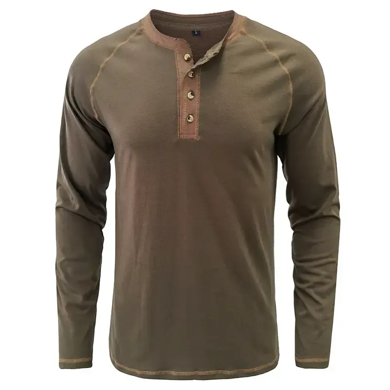 T-Shirt aus weichem Baumwollstoff mit Henley-Kragen