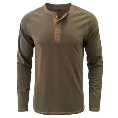 T-Shirt aus weichem Baumwollstoff mit Henley-Kragen