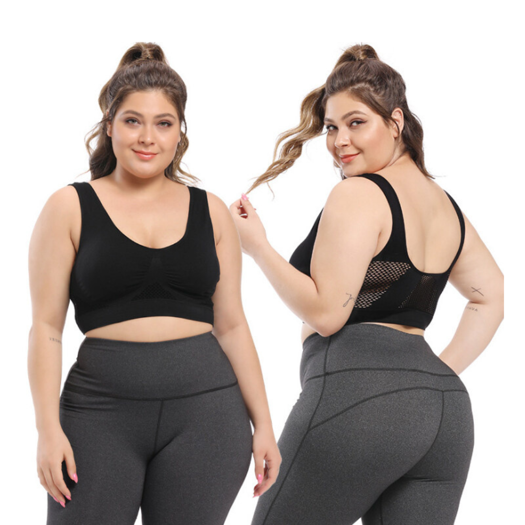 Nahtloser Kabelloser Atmungsaktiver Cool Liftup Air-Sport-BH aus Netzstoff in großer Größe für Damen