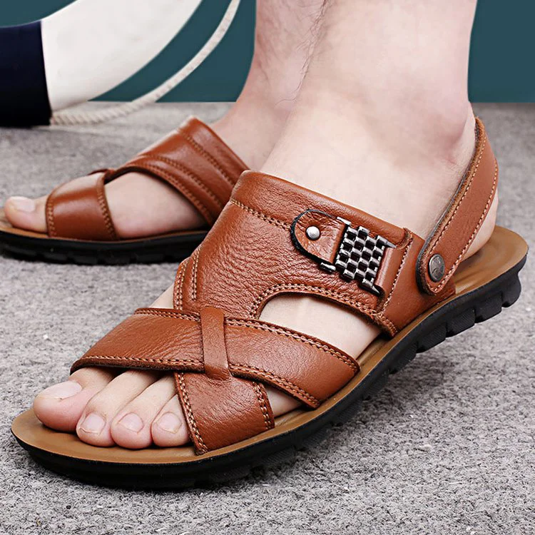 🔥HEISSER VERKAUF🎁--70% RABATT 🎉 LÄSSIGE, BEQUEME, WEICHE SOHLE, RUTSCHFESTE, LEDERSANDALEN FÜR HERREN