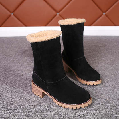 Neue trendige dicke, warme Martin-Stiefel mit runder Zehenpartie